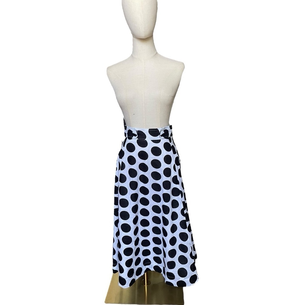 eShakti White Black Polka Dot A-Line Skirt Sz Small​​​​